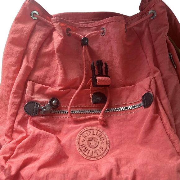 Kipling Keeper Travel Backpack Orange Papaya Ladies Multi Pockets 15 Inch School - Picture 8 of 11
